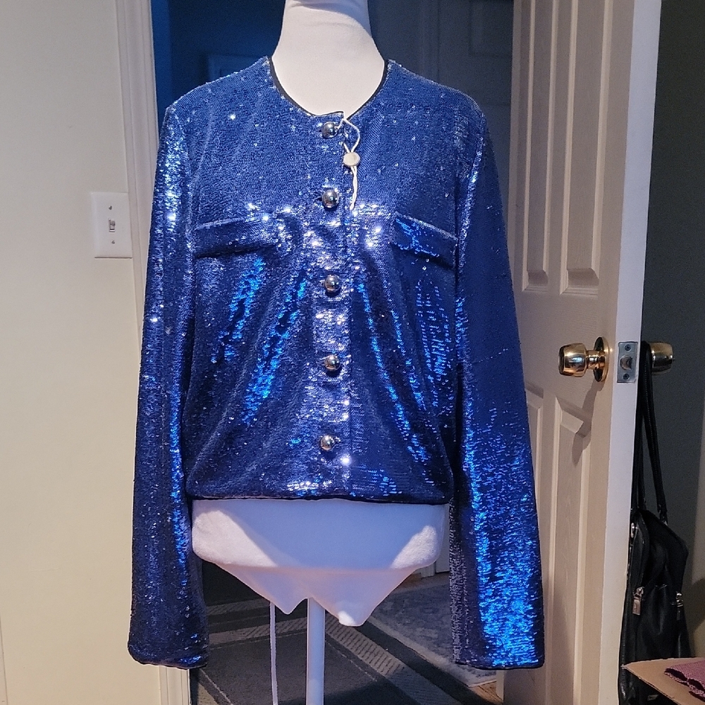 PINKO Sequin Blue Jacket